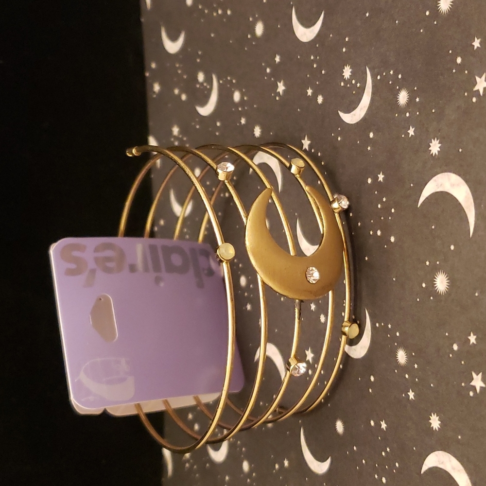 Claire's accessories arm cuff, moon motif, gold tone, celestial jewelry  nWt